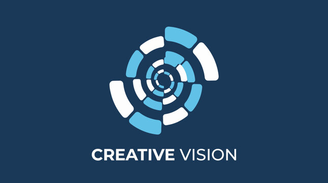A spiraling and dynamic logo design that represents creativity and innovation, making it ideal for a creative agency or vision-based brand.