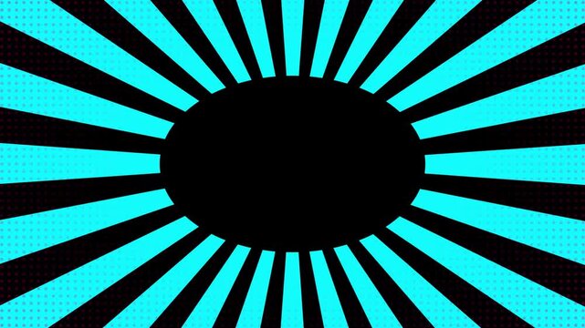 Abstract Blue Sunburst Background with Halftone Pattern and Oval Frame