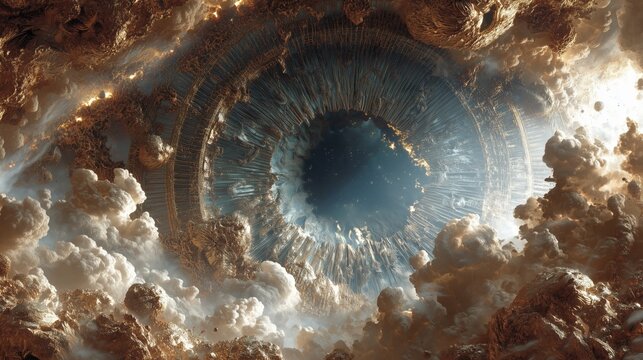 Vision of Ezekiel &ndash; Celestial Wheels with Eyes and Angelic Beings Biblical Scene