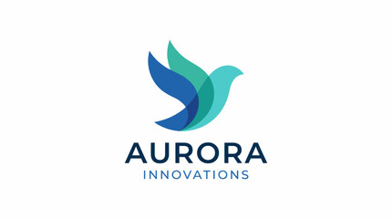 The logo showcases an elegant bird shape in blue and green hues, symbolizing innovation, freedom, and soaring ideas for a progressive business or startup.
