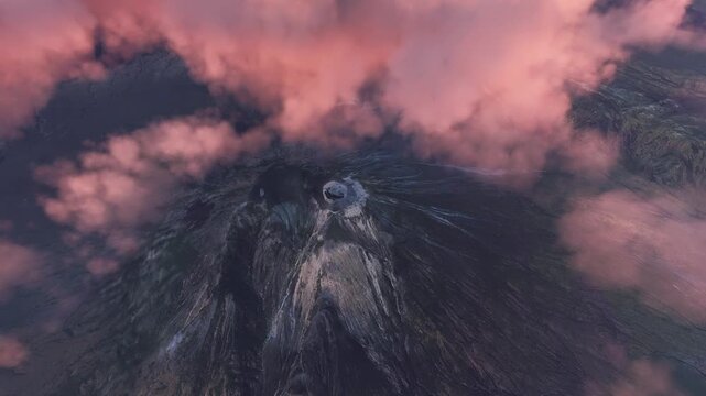 Top aerial drone view of Ol Doinyo Lengai Volcano Mount. Tanzania