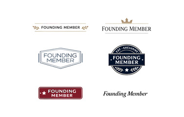 Obraz premium Founding member badge designs: elegant emblems with classic icons and typography