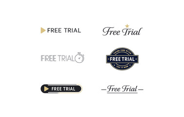 Obraz premium Diverse free trial logos with modern designs and typography