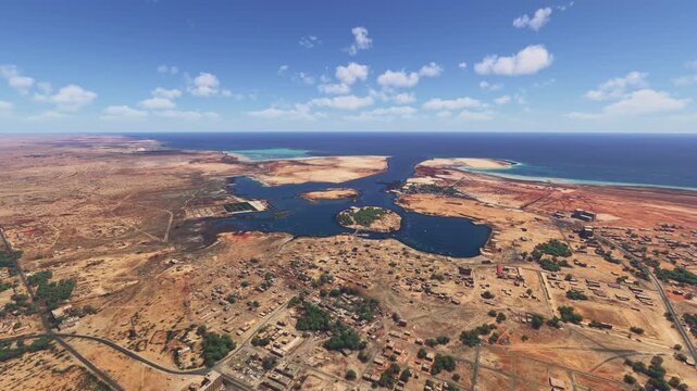 Aerial shot of Suakin Desert City in Africa. Sudan