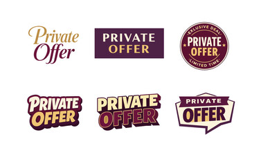 Fototapeta premium Variety of private offer logos in bold fonts and vintage styles