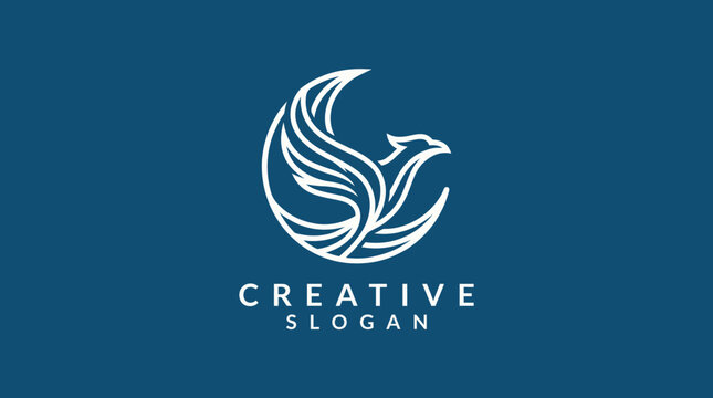 A sophisticated logo depicting a stylized phoenix, symbolizing rebirth and renewal, paired with an elegant slogan that enhances brand identity and connection.