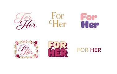 Obraz premium Collection of for her typography designs with floral accents and bold styles