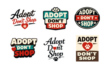 Fototapeta premium Adopt don't shop logo collection with heart and paw design