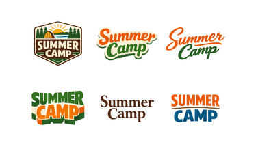 Obraz premium Collection of vibrant summer camp logos for youth activities and outdoor adventures