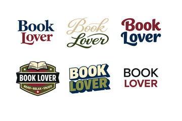 Obraz premium Book lover logos: diverse typography and design styles