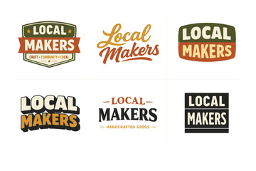 Local makers craft logos set: community and handmade design concepts