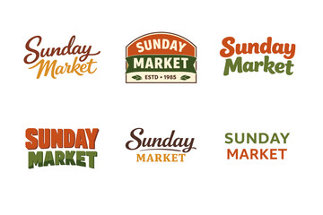 Obraz premium Variety of sunday market logos in different styles and colors