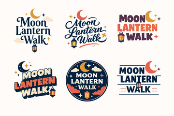 Obraz premium Moon lantern walk logos collection in vintage and modern styles