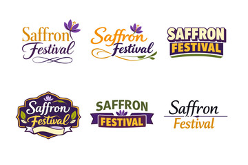 Obraz premium Colorful saffron festival logo designs with floral elements