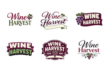 Obraz premium Wine harvest logos set with grapes and banners