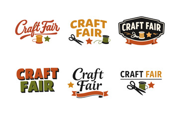 Obraz premium Craft fair logos with scissors, thread, and star elements