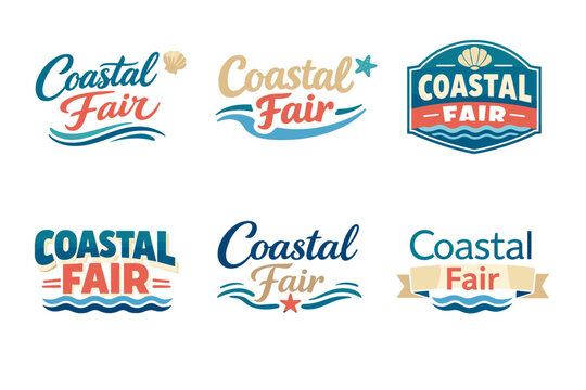 Coastal fair logo designs with nautical themes and wave elements