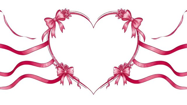 Pink Ribbon Bow Heart Frame Animation Loop