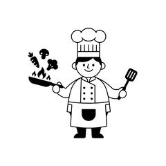 Chef illustration for minimalist designs or outline chef illustration for culinary projects