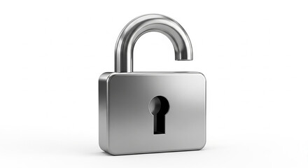 Open padlock with sleek design on white background