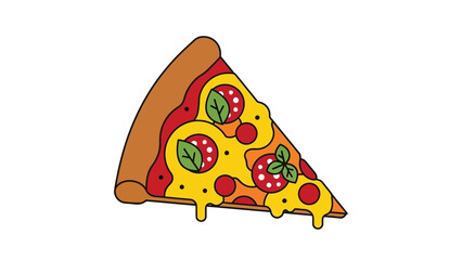 A delicious slice of pepperoni pizza with melted cheese and basil.