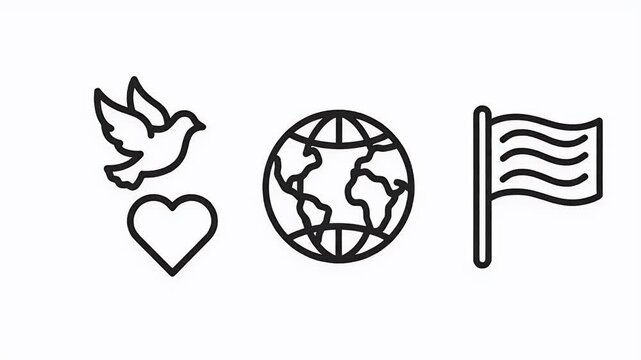 Peace Dove Heart Earth Flag Motion Graphic Loop Animation Footage