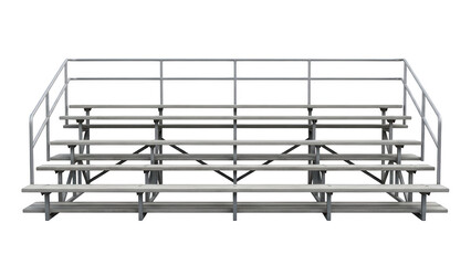 Modern steel bleacher seating isolated on transparent background