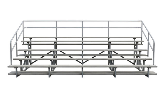 Modern steel bleacher seating isolated on transparent background