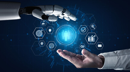 AI coordinating business teamwork, analyzing team communication, enhancing productivity, and...