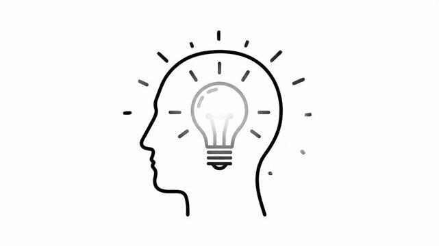 Person Head Silhouette With Glowing Light Bulb Idea Brainstorming Concept