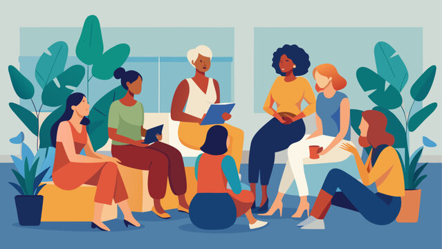 Diverse group of women meeting in a circle for support or discussion vector