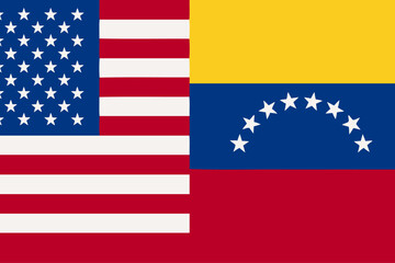 Fototapeta premium USA and Venezuela federal state Official Symbol Side by Side. National Flag Combination Image. Close Up Sign. Close-Up International Relations Concept Illustration conflict