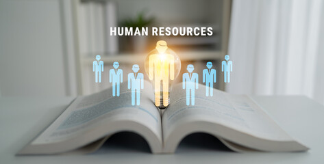 Human Resources (HR) management and corporate leadership. A concept of team building, recruitment, and employee management for company success. Motif