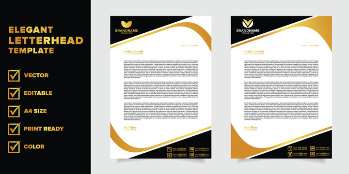 luxury letterhead template gold color 
