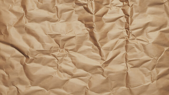 Crinkled, textured paper surface in warm brown tones, displaying folds and creases.