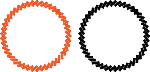 Set of orange and black dashed circular rope frames isolated on transparent background © MDSakib