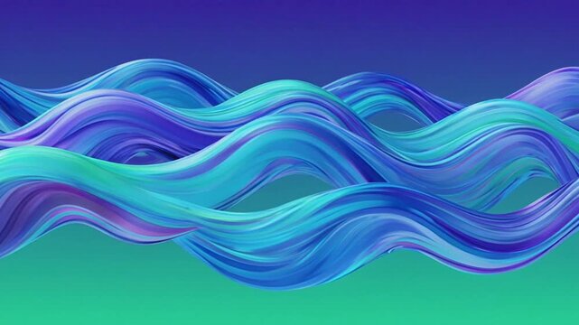 Abstract flowing blue waves on a gradient blue and green background