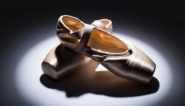 Silver Leather Shoes on Dark Background.