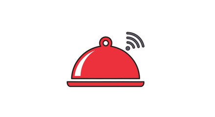 Fototapeta premium Icon of a covered dish with wifi signal.