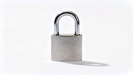 Naklejka premium A closed metal padlock isolated on a white background.
