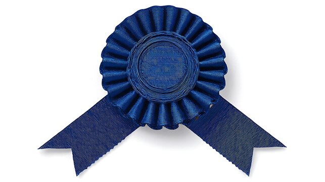 A single blue rosette award ribbon is shown against a white background.