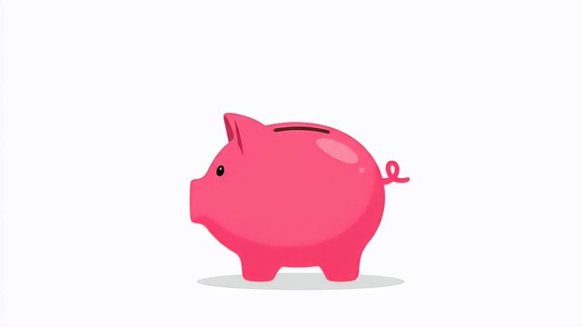 Pixel Art Hand Drops Coin Into Pink Piggy Bank Animation
