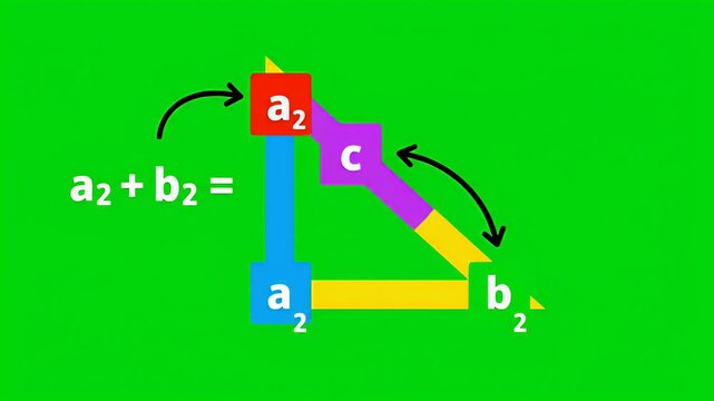 Pythagorean Theorem Animated Math Education Footage a2 b2 c2 Formula