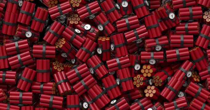 Dynamic 3D vertical transition featuring multiple stylized dynamite bundles falling across the screen. Transparent background with alpha channel, ideal for reels, stories, and mobile video edits.