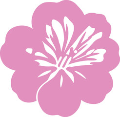 Graphic representation of a pink cherry blossom on a white backdrop illustration