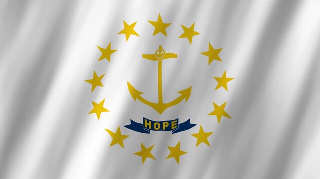 Rhode Island State Flag Waving, Ocean State 4K Animation