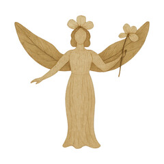 Naklejka premium PNG Wooden fairy holding flower