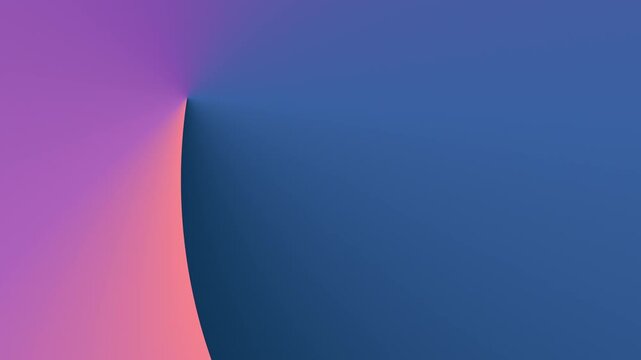 Gradient curve animates in and out, splitting screen into pink, blue zones. Seamless loop. Clean, modern motion background ideal for corporate presentations with text overlay space.
