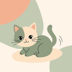 Obraz premium Green and White Cat on Abstract Background