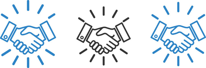 Fototapeta premium Handshake icons in blue and black on white background